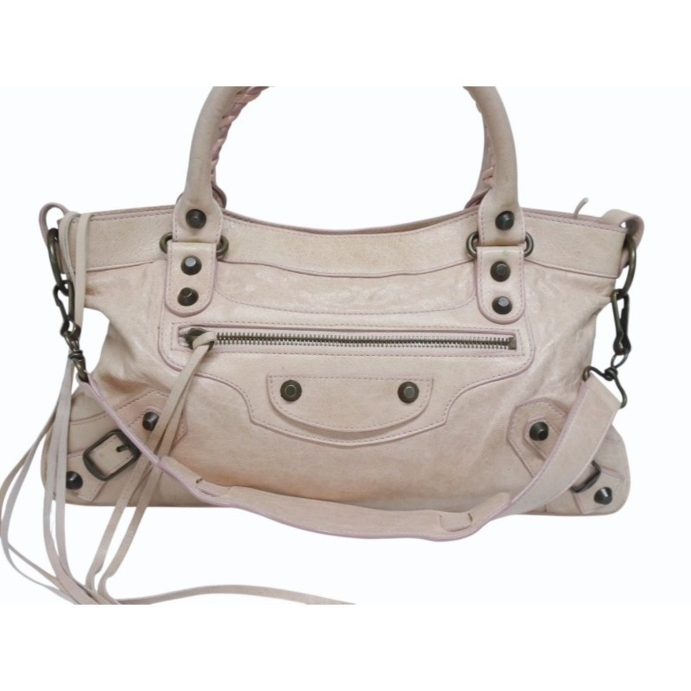 Balenciaga Shoulder The Pink White Handbag First Bag Leather